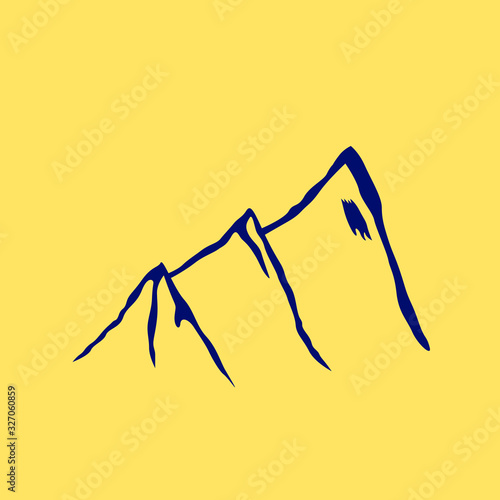 Design hills on yellow icon