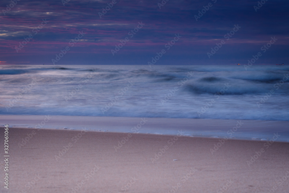 Rough sea just after sunset