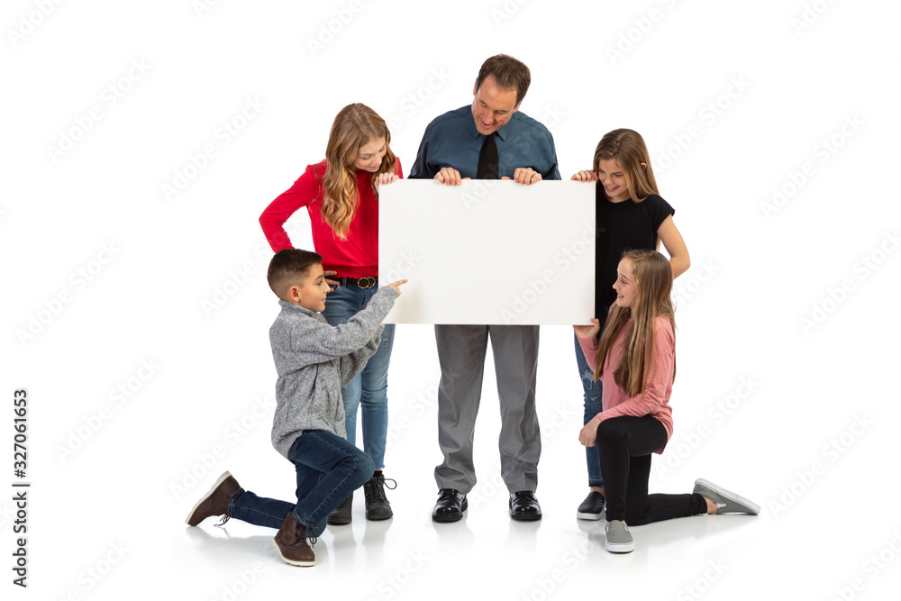 Kids: Male Teacher With Children Around Blank White Card Kids: Male Teacher With Children Around Blank White Card