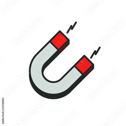 Magnet icon, magnetism and attraction. Flat design, vector illustration.
