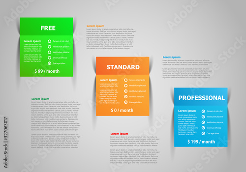 Vector Product and services graphic template with three choices