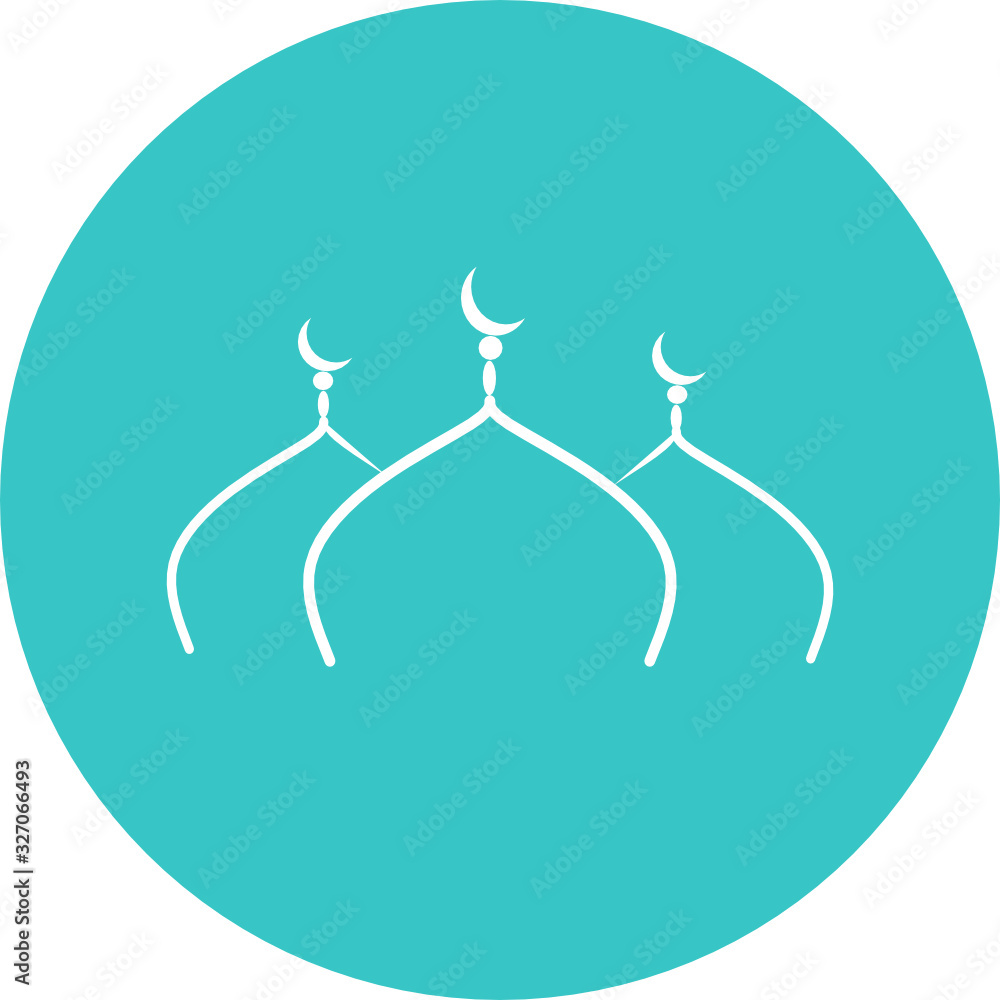 Dome of the mosque in green circle icon. Mosque icon art. Islam minaret or mosque dome tower. Muslim Ramadan and Eid Al Fitr celebration. Dome of the mosque in green circle icon. Mosque icon art. Islam minaret or mosque dome tower. Muslim Ramadan and Eid Al Fitr celebration.