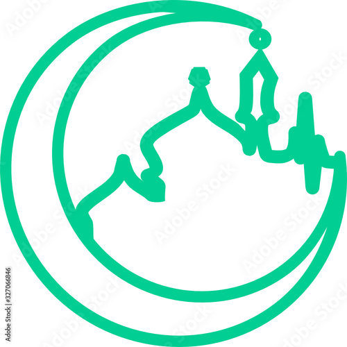 Mosque vector icon on white background. Simple illustration mosque elements, editable icon, can be used in logo, UI and web design. Ramadan Kareem mosque Illustration.