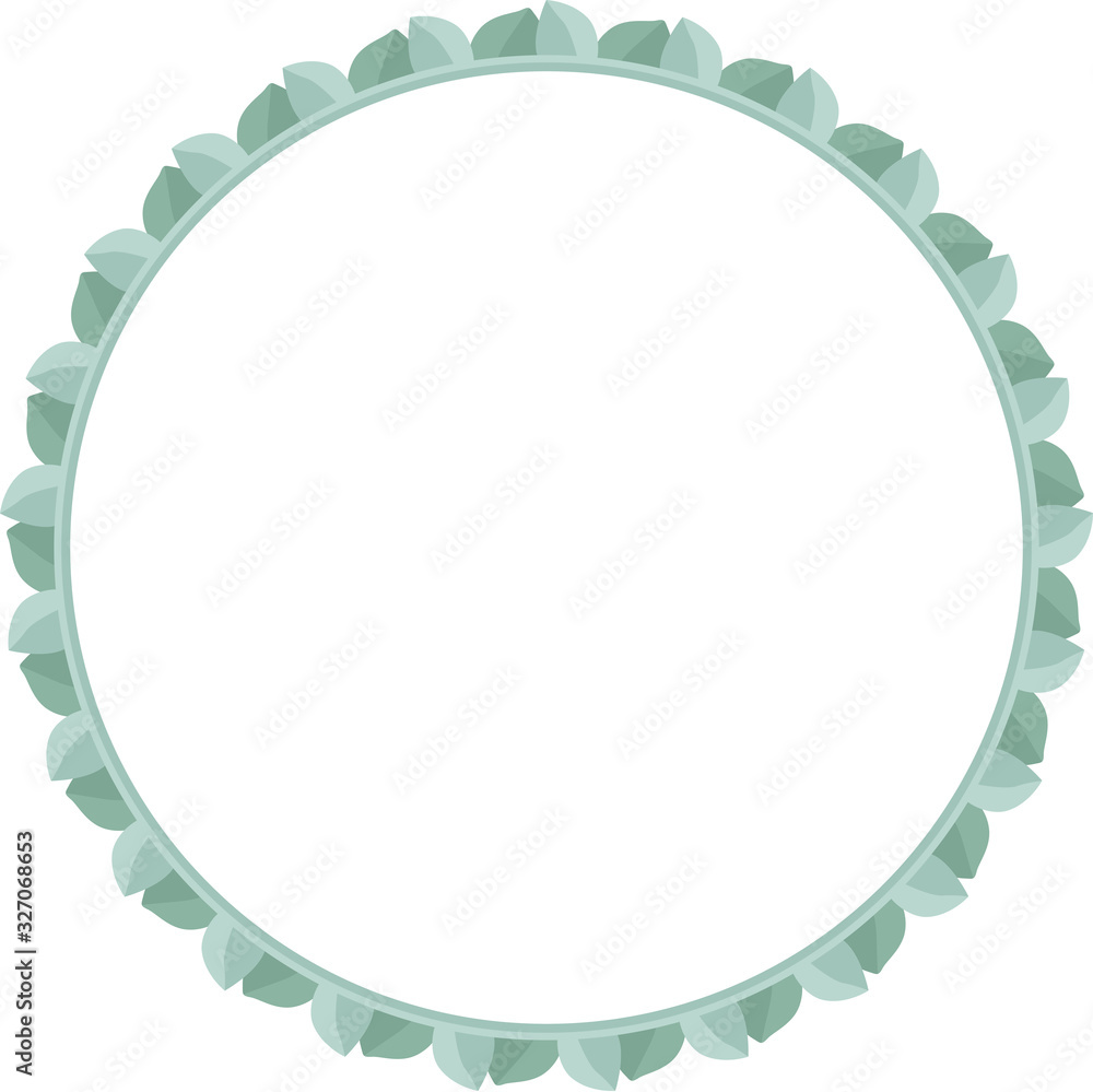 Empty round frame made of eucalyptus leaves Empty round frame made of eucalyptus leaves