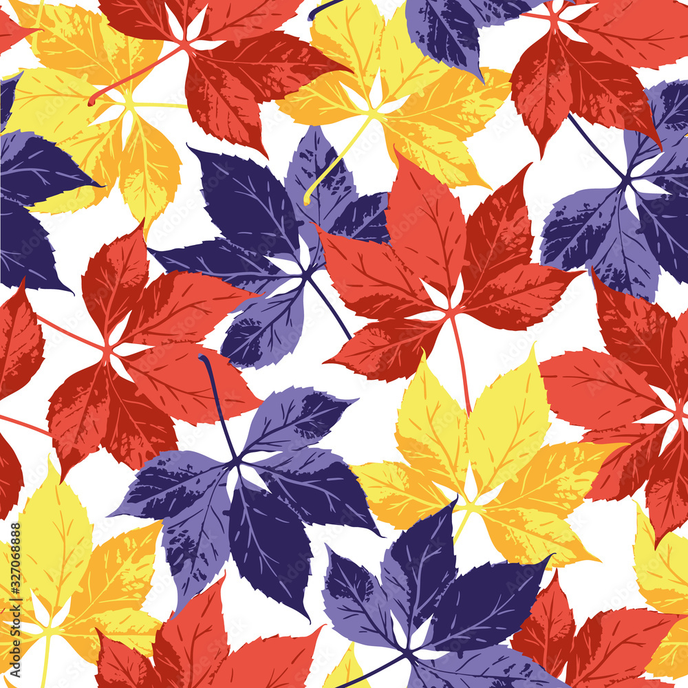 Vector seamless floral pattern. Background with autumn leaves.