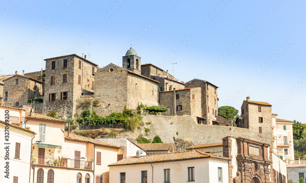 neighborhood with typical houses in Bolsena town, province of Viterbo, Lazio, Italy