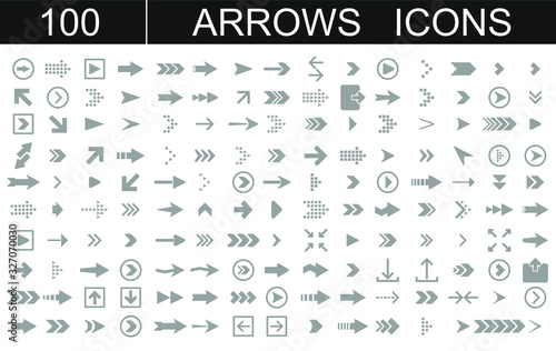 Arrows set of 100 grey icons
