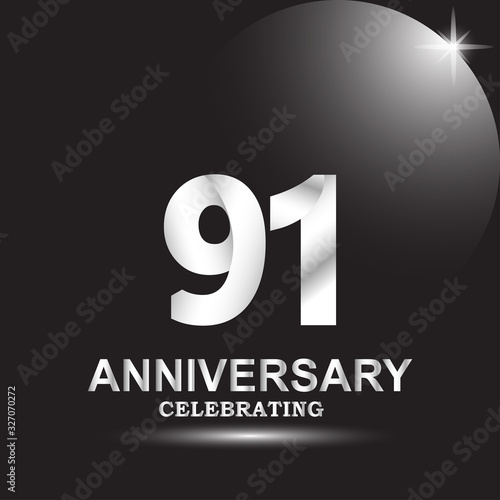91 anniversary logo vector template. Design for banner, greeting cards or print