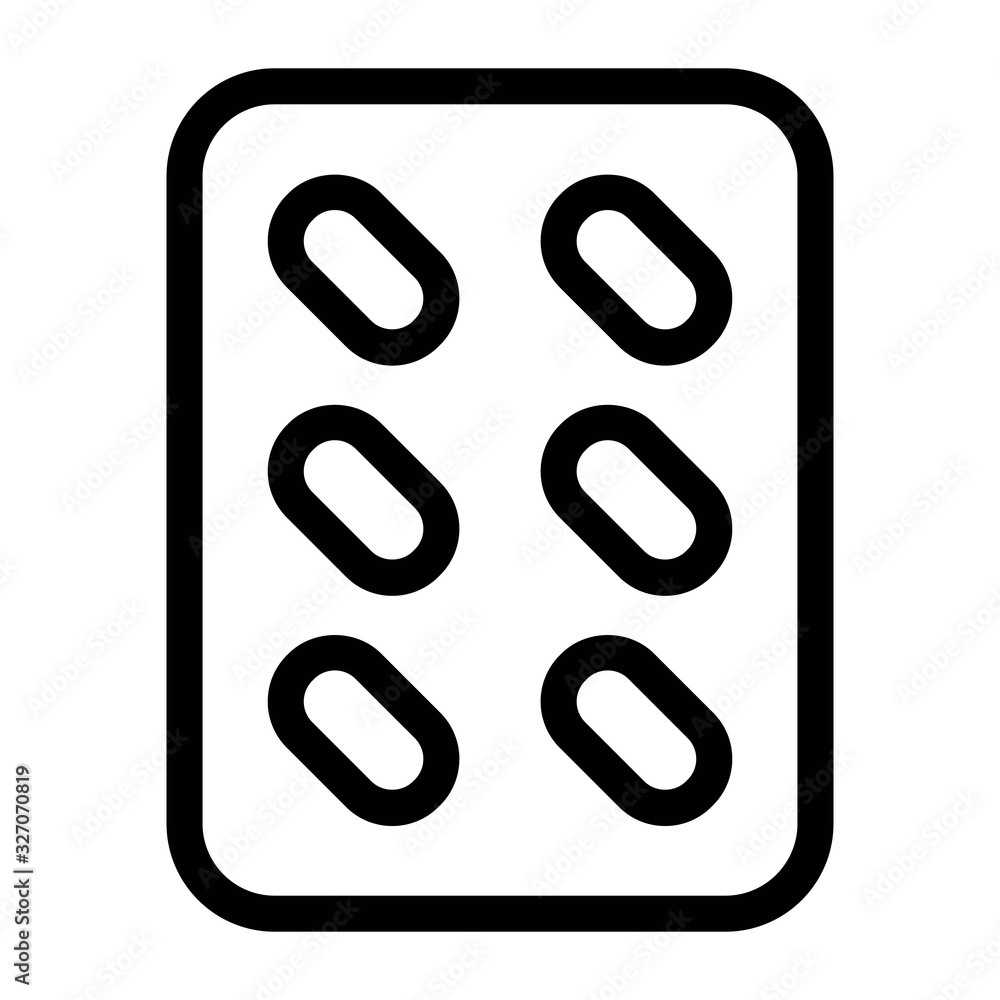 Medical pills packet icon illustration. Pillpack, medicine kit, drug symbol. Medical pills packet icon illustration. Pillpack, medicine kit, drug symbol.