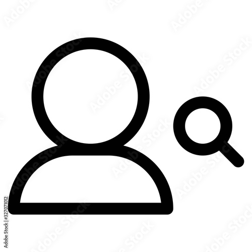 Search for user icon. Find friend symbol. User with magnifier symbol.