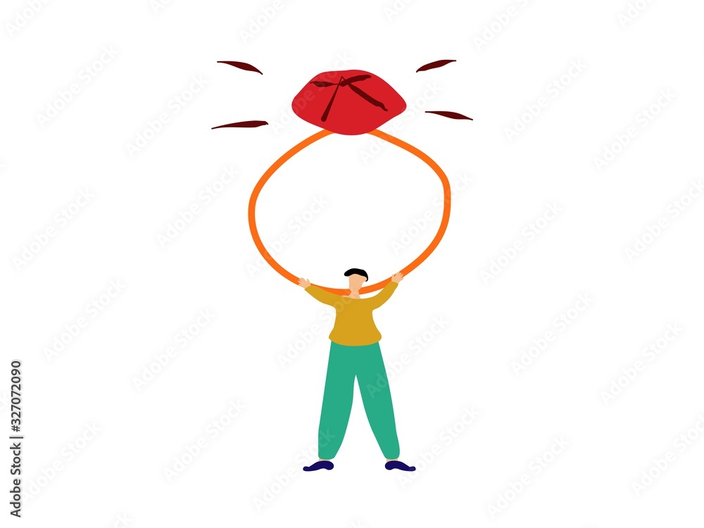 Illustration man holds a wedding ring, concept of betrothal, handwritten metaphor color Illustration man holds a wedding ring, concept of betrothal, handwritten metaphor color