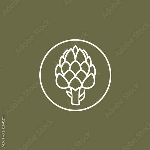 white artichoke bud vegetable icon isolated on dark background