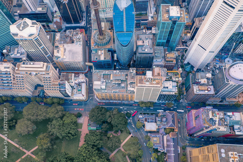 Photography Sydney, Australia - 28 Feb 2020: Aerial view of the Sydney Central Business District which is currently undergoing a significant amount of construction and investment