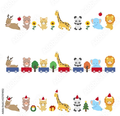 可愛い動物のイラスト　フレーム　ベクター