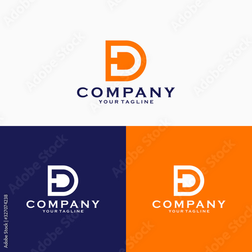 D initial logo template, logo design emblem vector illustration logo template