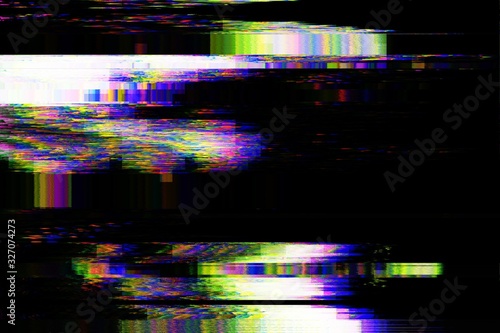 Glitch no signal background pixel noise,  damaged pattern.