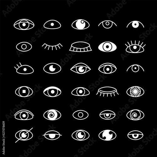 Eye icons set outline style.