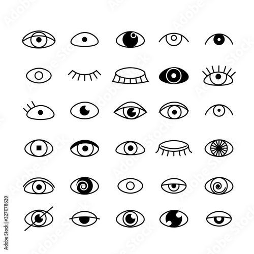 Eye icons set outline style.