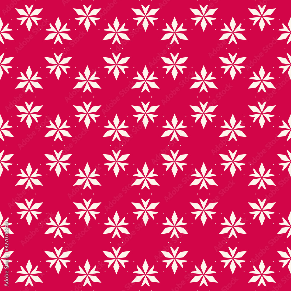 Vector floral seamless pattern. Elegant Christmas background. Red and white geometric texture with small flowers, leaves, triangles. Winter holiday ornament. Design for decoration, gift paper, textile Vector floral seamless pattern. Elegant Christmas background. Red and white geometric texture with small flowers, leaves, triangles. Winter holiday ornament. Design for decoration, gift paper, textile