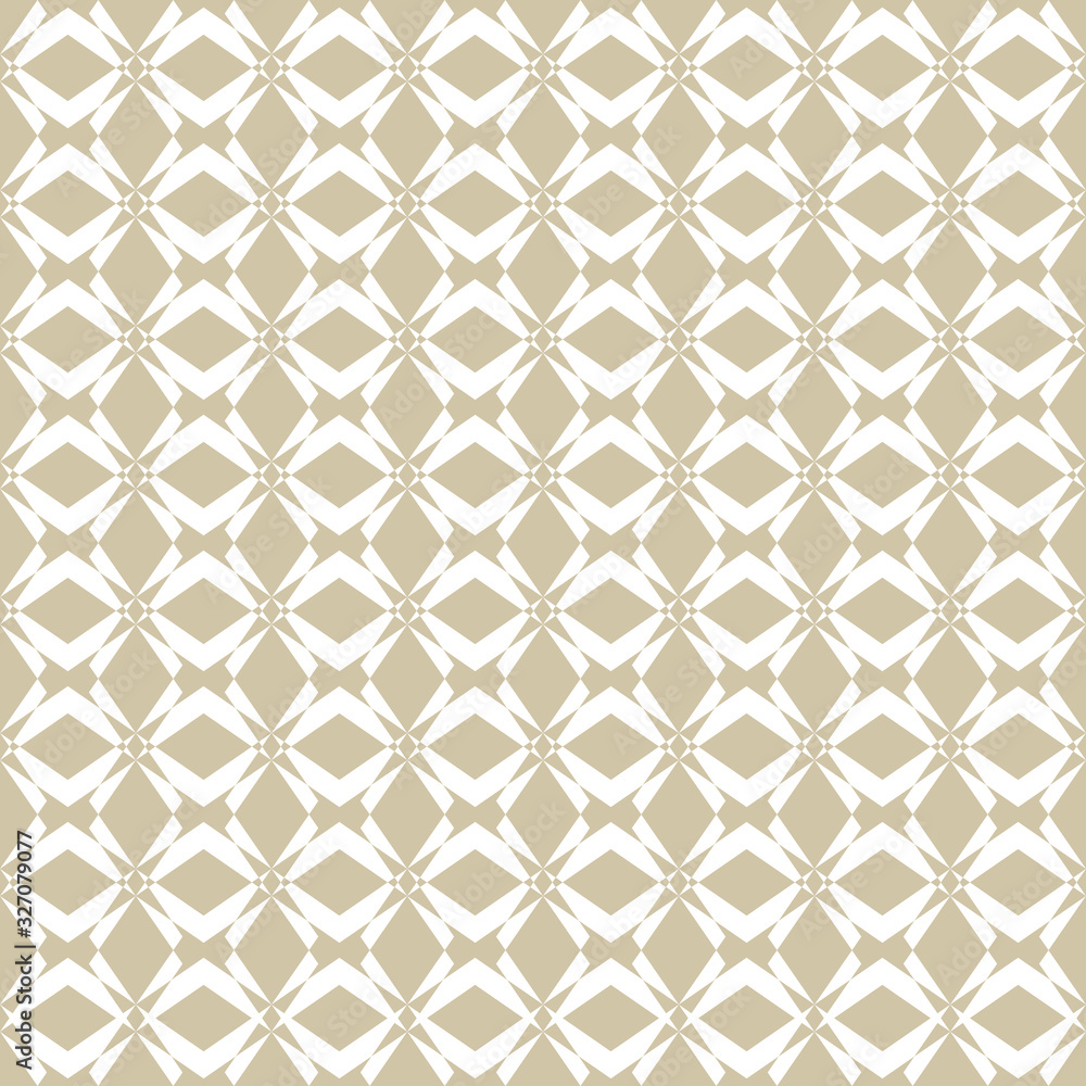 Vector golden seamless pattern in oriental style. Abstract geometric ornament texture with cross lines, rhombuses, grid, lattice. Elegant white and beige background. Luxury ornamental design for decor Vector golden seamless pattern in oriental style. Abstract geometric ornament texture with cross lines, rhombuses, grid, lattice. Elegant white and beige background. Luxury ornamental design for decor