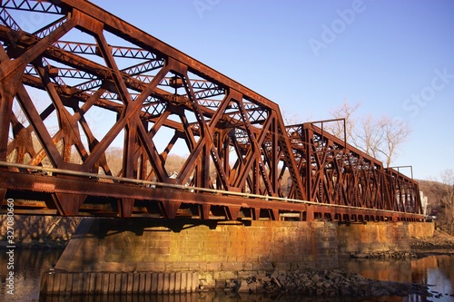 Old steel train bridge .Derby Connecticut.