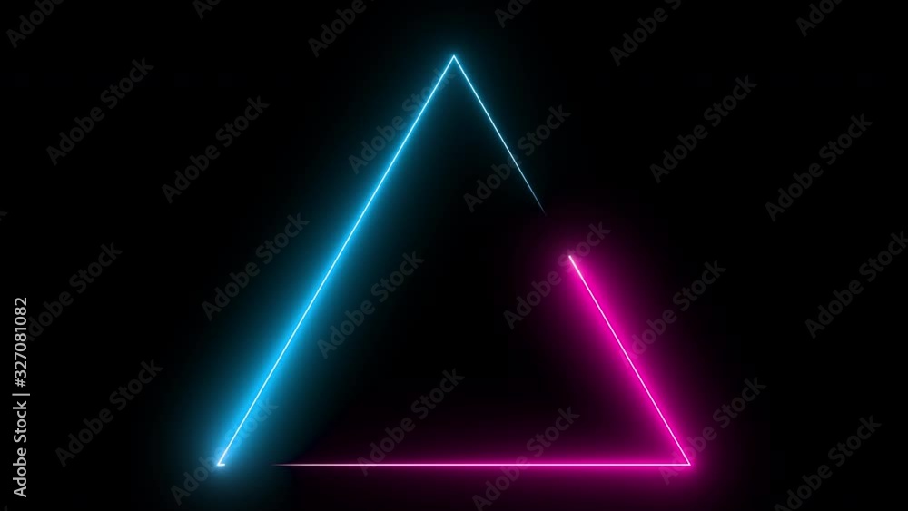Colored neon animation on a black background. Luminous frame in blue and pink. 3d rendering video. Colored neon animation on a black background. Luminous frame in blue and pink. 3d rendering video.