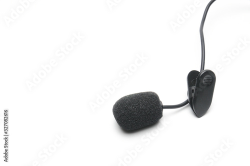 Lavalier microphone for correspondents on a white background