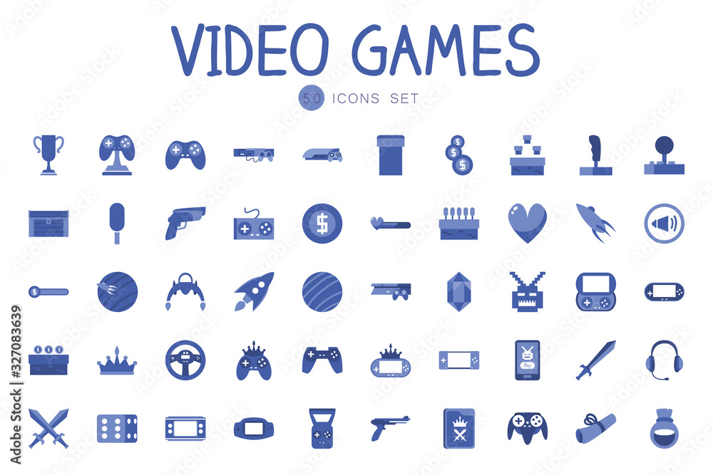 Isolated 50 videogame line style icon set vector design Isolated 50 videogame line style icon set vector design