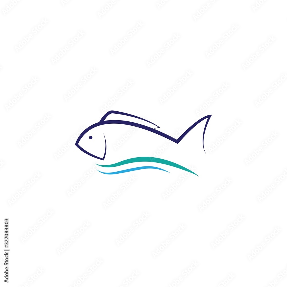 Fototapeta premium Fish logo template. Creative vector symbol of fishing club or online 