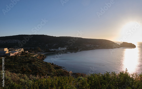 Sunup on calamosca beach from capo sant'Elia lighthouse © Gengis90