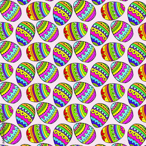 egg pattern Doodle decorated drawings on a pink background