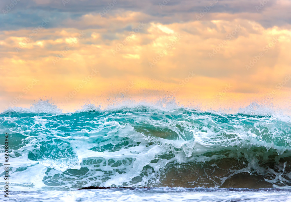 Fototapeta premium Waves at sunset, Sydney, Australia