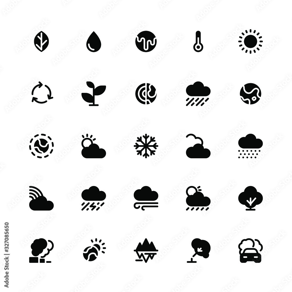 go green & global warming icon pack, glyph style version go green & global warming icon pack, glyph style version