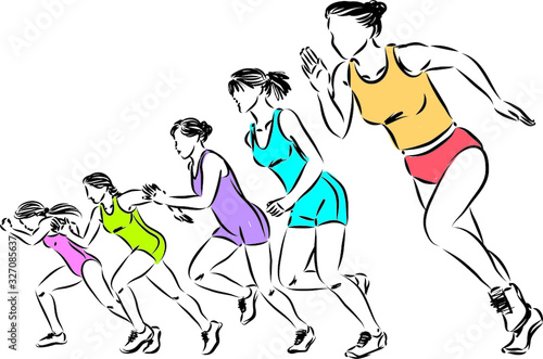 group of runners women vector illustration