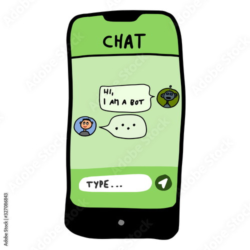 Online mobile chat on a smartphone with a chatbot - robot.