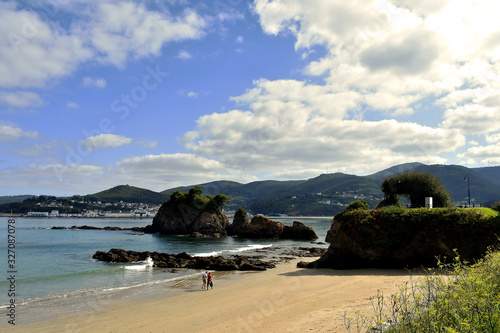 Os Castelos rocks on the beach of Seiramar, between Covas a Sacido, in Viveiro, Lugo, Galicia. Spain. Europe. October 05, 2019 photo