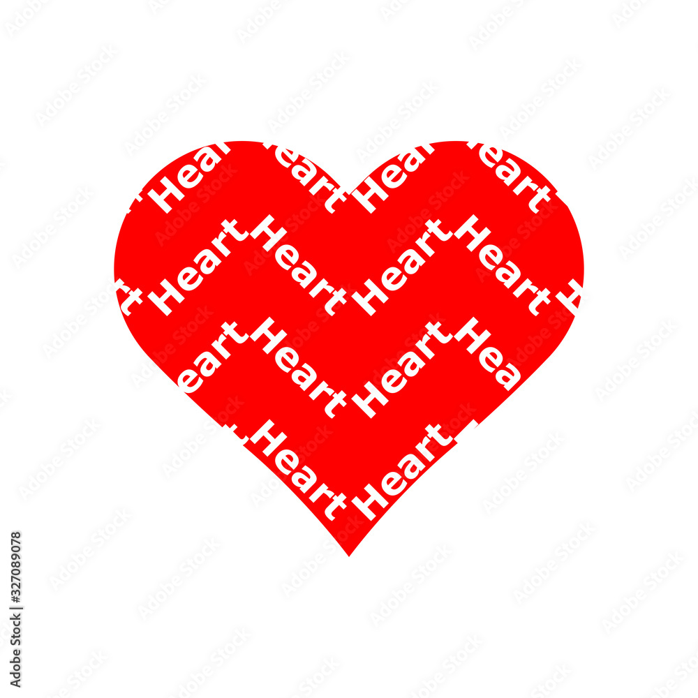 Heart word repeat pattern in red heart symbol vector isolated on white background. Heart word repeat pattern in red heart symbol vector isolated on white background.