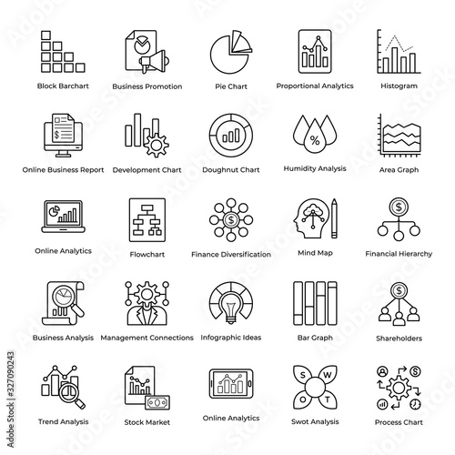 Photos Data Analytics Line Vectors Pack