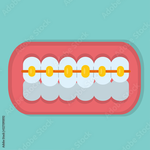 teeth wearing braces vector illustration