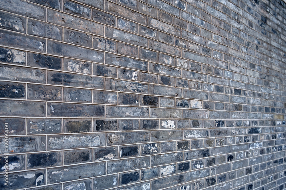 Gray brick wall texture background of Chinese garden architecture