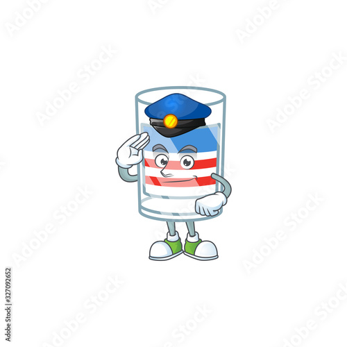 A character design of USA stripes glass working as a Police officer