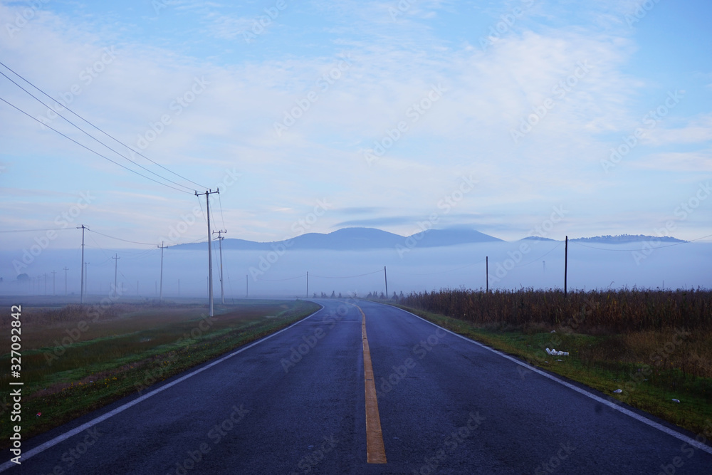 empty road and blue sky