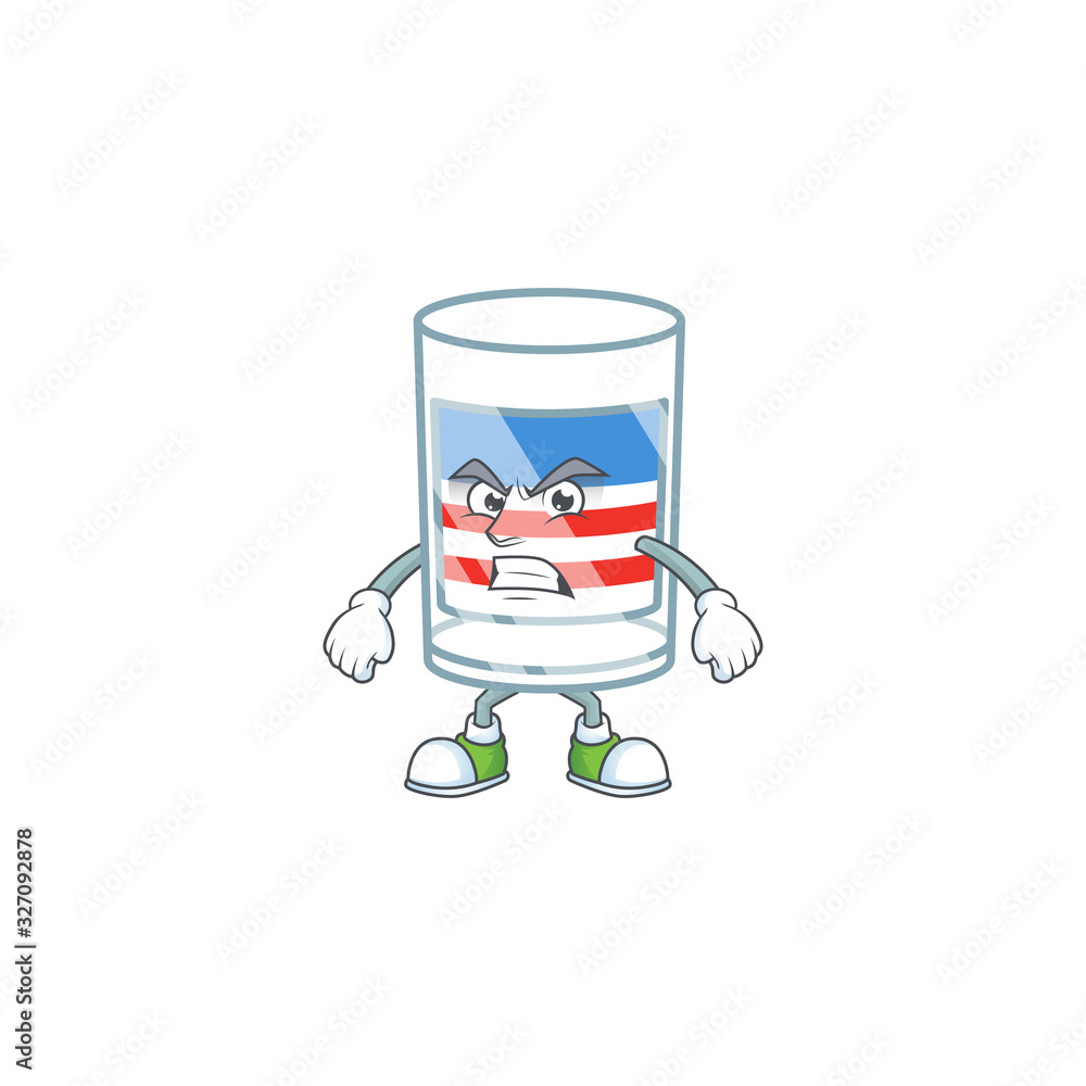 cartoon character of USA stripes glass with angry face cartoon character of USA stripes glass with angry face