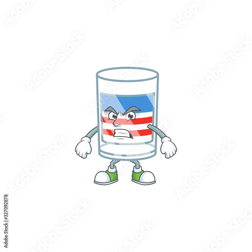 cartoon character of USA stripes glass with angry face