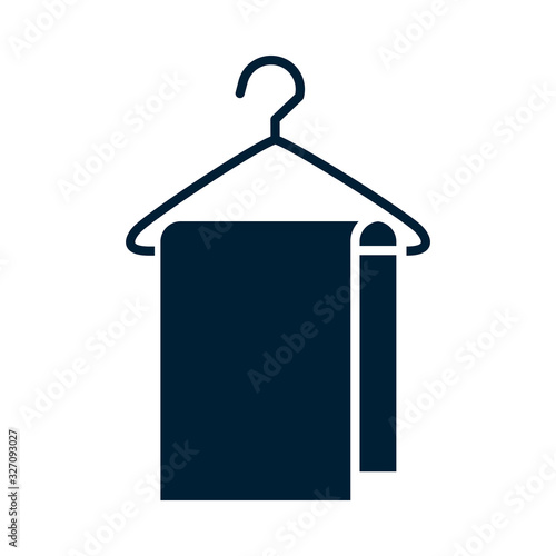 hanger with towel silhouette style icon vector design