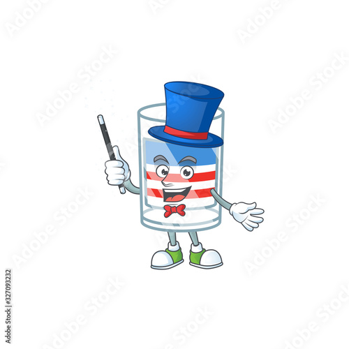 A character of USA stripes glass performance as a Magician