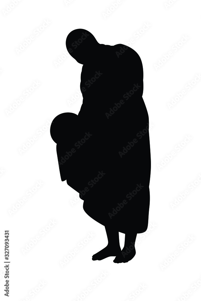 Buddhist monk silhouette vector Buddhist monk silhouette vector