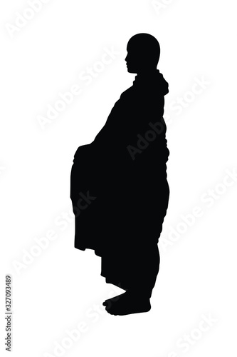 Buddhist monk silhouette vector