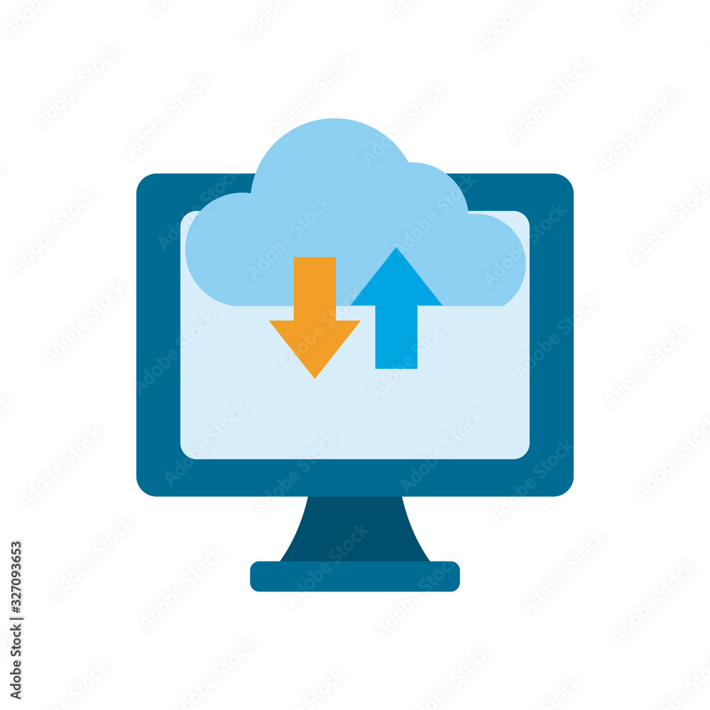 Isolated cloud computing and computer flat style icon vector design Isolated cloud computing and computer flat style icon vector design