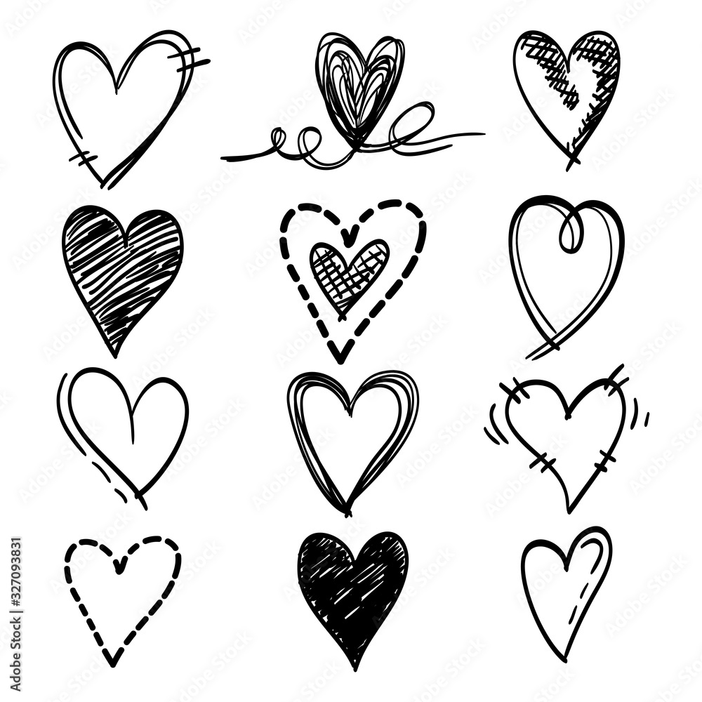 icon set of hand drawn heart, love. with different style. isolated on white background. vector illustration for concept design icon set of hand drawn heart, love. with different style. isolated on white background. vector illustration for concept design